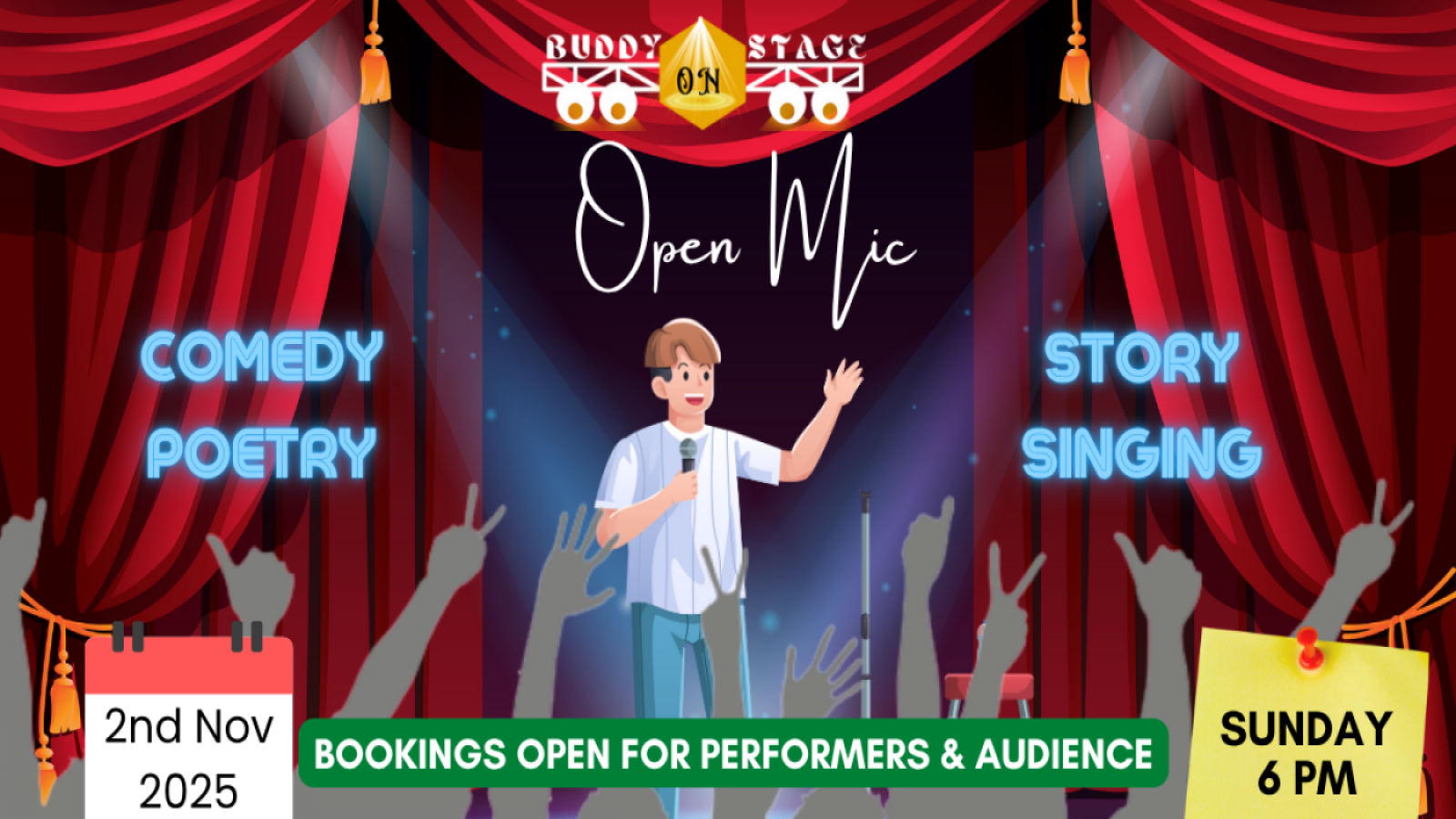 Open Mic for Comedy, Poetry, Storytelling, Singing