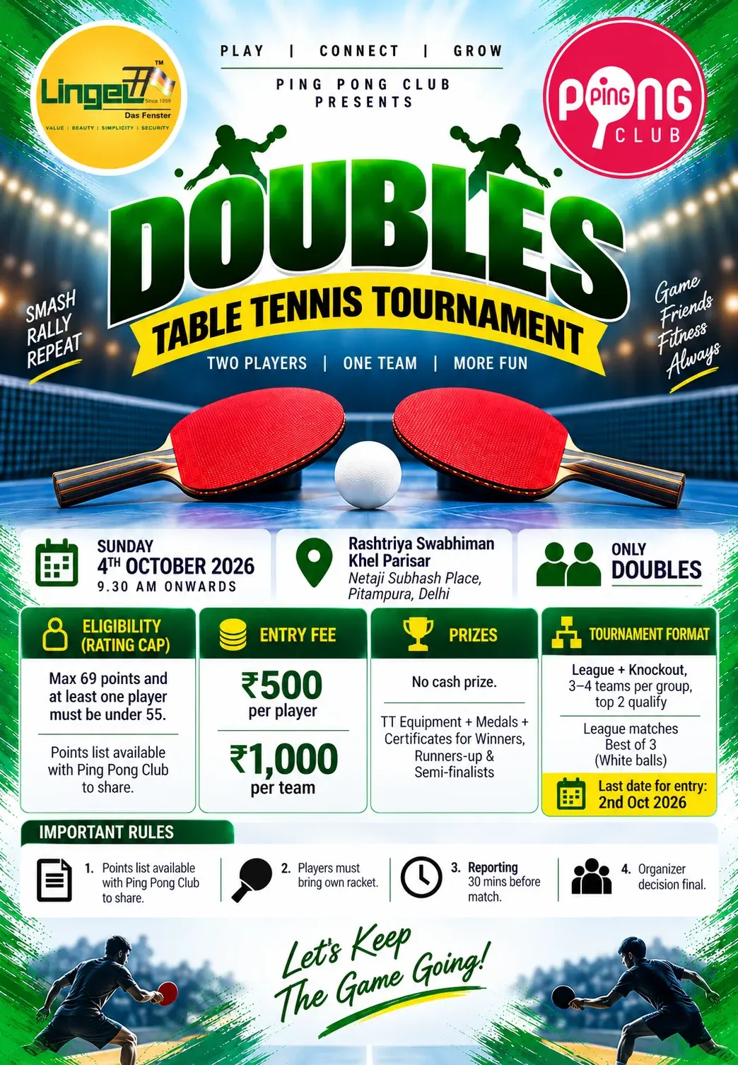 Doubles Table Tennis Tournament – Delhi