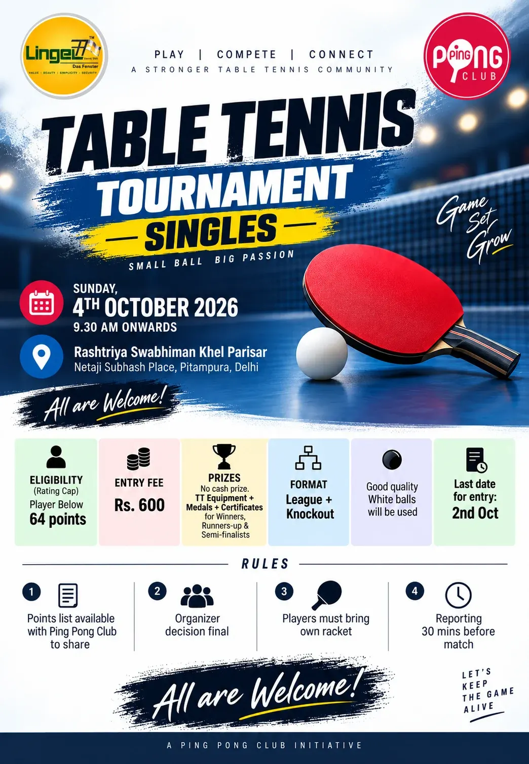 Table Tennis Singles Tournament – Delhi